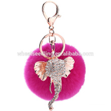 Fashion Cute Fluffy Ball Keychain Rabbit fur pom poms 151-FH95-151